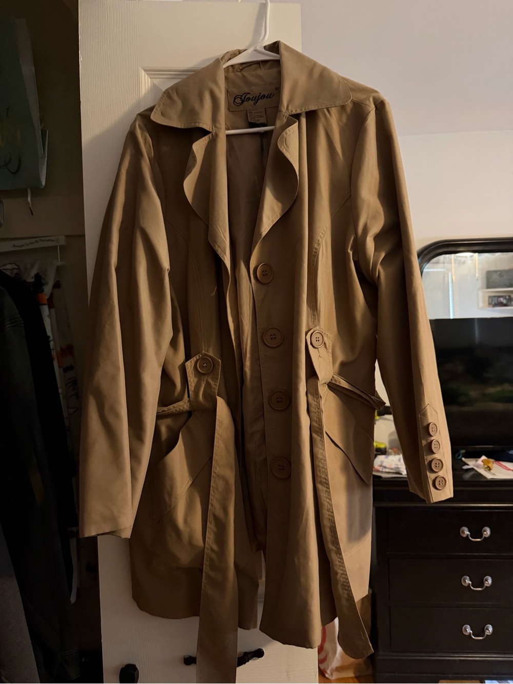Jou Jou Women's Light Brown Trench Coat with Belt